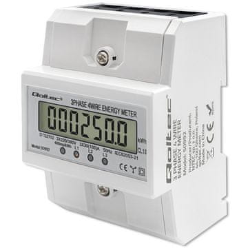 Qoltec Qoltec 509921 trofazni mjerač potrošnje energije, 100A, 400V, DIN šina, LCD