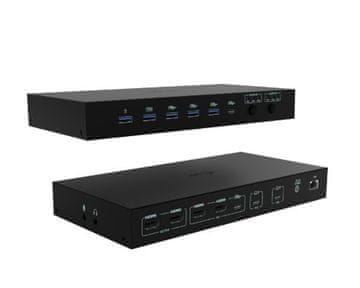 I-TEC i-tec USB-C KVM Dock PRO postaja za 3 hosta, Dual Video 2x 4K@60Hz, 92W PD
