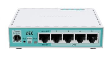 Mikrotik Mikrotik hEX usmjerivač, 5x GE, USB, PoE IN, 950 MHz