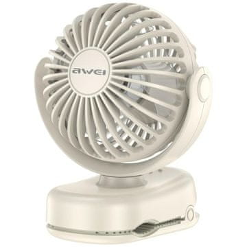 Awei AWEI F45 mini stolni ventilator, bijeli, s kopčom, 1200mAh