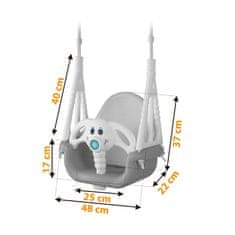 Northix Ricokids Elephant 3u1 ljuljačka s kantom, siva i bijela