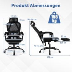 Northix Ergonomska uredska stolica s osloncem za noge i podesivim naslonom