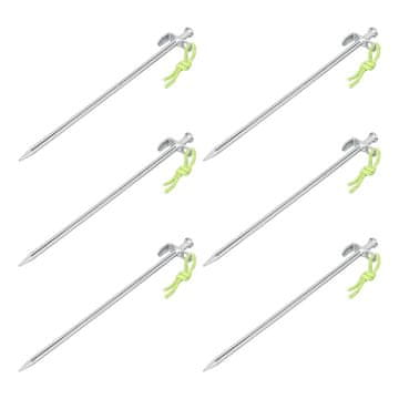 Northix 30 cm pocinčani čelični klinovi za šator, L-kuka, set od 6