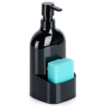 Northix Dozator deterdženta za posuđe s držačem spužve, crni, 500 ml
