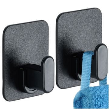 Northix Samoljepljiva crna kuka, 5x6,5 cm, pakiranje od 2 komada