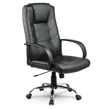 Northix Ergonomska kožna uredska stolica Sofotel EG-221, crna