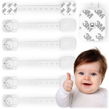 Northix Dječje sigurnosne brave za ormariće Ricokids 798200 6 komada u pakiranju, bijele