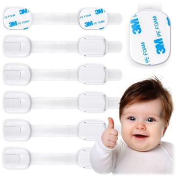 Northix Sigurnosna brava za vrata ormarića Ricokids 798100, pakiranje od 6 komada, bijela