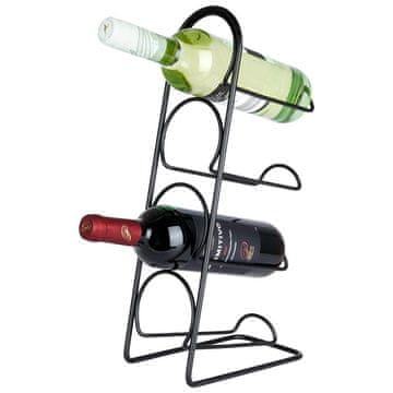 Northix Elegantni crni stalak za vino za 4 boce, podni ili klupni
