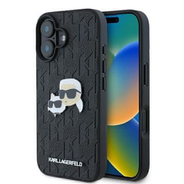 Karl Lagerfeld Futrola za iPhone 16 Tvrda futrola Monogram Crna