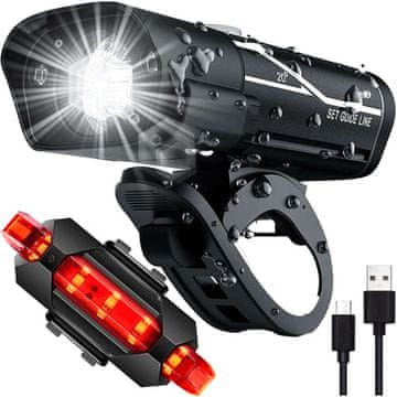 LED prednje i stražnje svjetlo za bicikl, prednje i stražnje svjetlo za bicikl, vodootporno IPX4, USB svjetlo za bicikl, LED set svjetala za bicikl