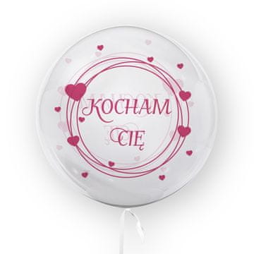 Tuban Prozirni balon s printom Volim te, ružičasti 45 cm
