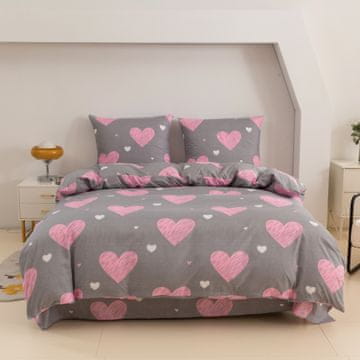 Pamučna posteljina 160x200, pink srca