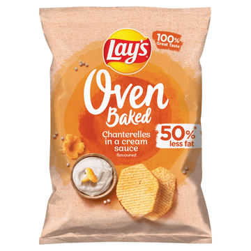 Lay's Oven Baked pečeni oblikovani čips od krumpira s okusom lisičarki u vrhnju, 110 g
