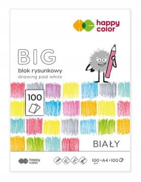 Blok za crtanje BIG bijeli školski A4 100g 100 listova Happy Color bez kiseline