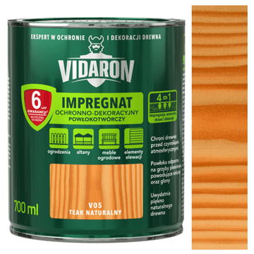 VIDARON IMPREGNACIJA ZA DRVO KOJA STVARA FILMOM, TIKOVINA, PRIRODNA V05 0,7 L