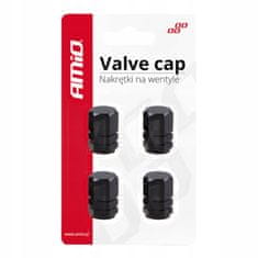 AMIO Aluminijske matice za ventile, crne, 4 komada