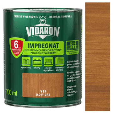 VIDARON IMPREGNACIJA ZA DRVO KOJA STVARA FILM ZLATNI HRAST V19 0,7L
