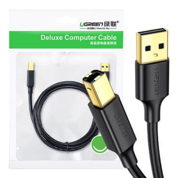 Ugreen US135 USB 2.0 AB kabel za pisač, pozlaćeni, 2 m (crni)