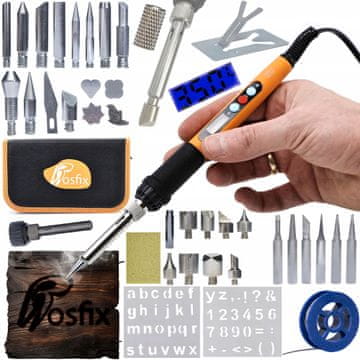 Rosfix Rosfix set lemilice precizne Orange Rottweiler OR60W serija Electric S i 30 elemenata za spaljivanje drva i organizator (pernica) 265x140x50mm