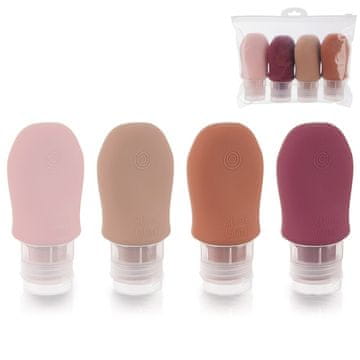 Orion Bočice, putne posudice za kozmetiku s vakuumskim čašicama u silikonskoj kutijici, 5 komada.