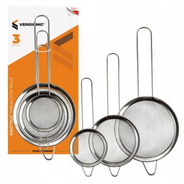 Vergionic Set kuhinjskih cjedila od nehrđajućeg čelika, univerzalni durslak, 3 komada, VERGIONIC