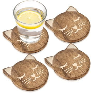 Orion Drveni podmetači za čaše MANGO 10x11cm 4 kom.