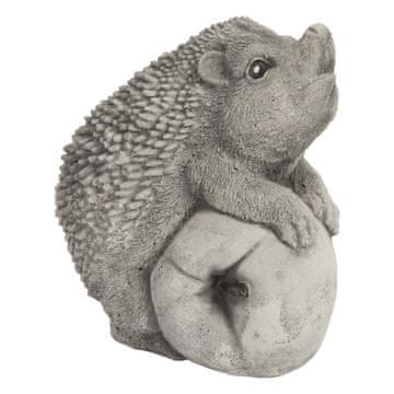 Vrtna figurica ježa s jabukom, beton, siva, retro ukras, 15 cm