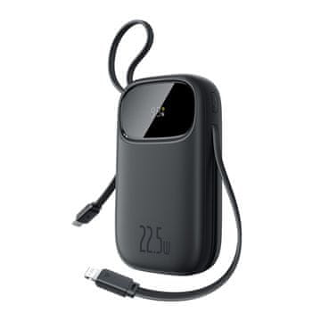 BASEUS Powerbank 10000mAh 22.5W s zaslonom USB-C iPhone Lightning kabeli - crni