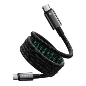 BASEUS Volframov zlatni kabel s magnetskim organizatorom USB-C 100W 1m - crni