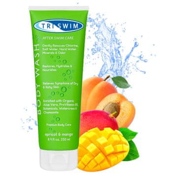 PO TRISWIM gel za tuširanje nakon bazena [marelica/mango], 250 ml