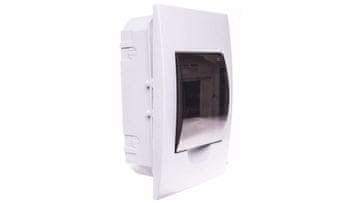 Kanlux Modularna razvodna ploča, plastična, 1x4, ugradbena, IP40, IK06, N+PE, klasa II, prozirna siva vrata, DB104F 1X4P/FMD, bijela, 3840