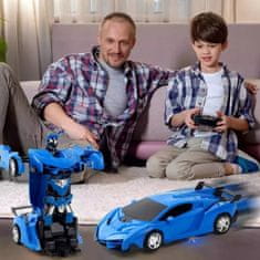 Lean-toys Daljinski upravljani transformirajući robot 2u1 - auto i meh s led efektima i driftom