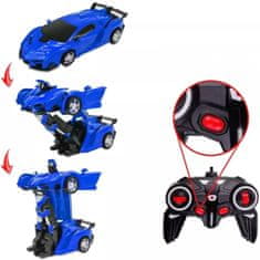 Lean-toys Daljinski upravljani transformirajući robot 2u1 - auto i meh s led efektima i driftom