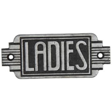 ŽENSKA pločica za vrata od lijevanog željeza s retro natpisom, crni loft art deco