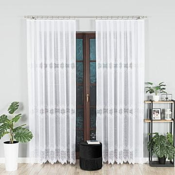 Violetta - Gotova žakard zavjesa s ravnim rubom - 300x250 cm - bijela