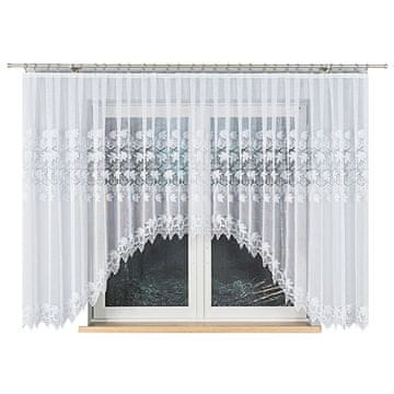 Elżbieta - Gotova žakard zavjesa s izrezom na dnu - 530x160 cm - bijela