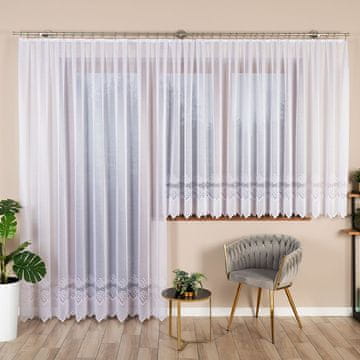 Modesta - Gotova žakard zavjesa s ravnim rubom - 300x250 cm - bijela
