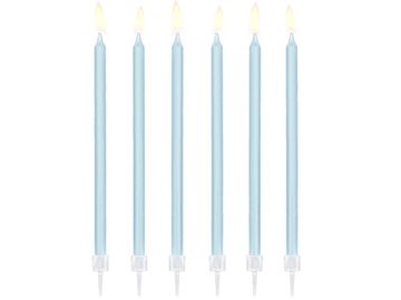 PartyDeco Rođendanske svijeće svijetlo PLAVE glatke 14cm / 12 kom
