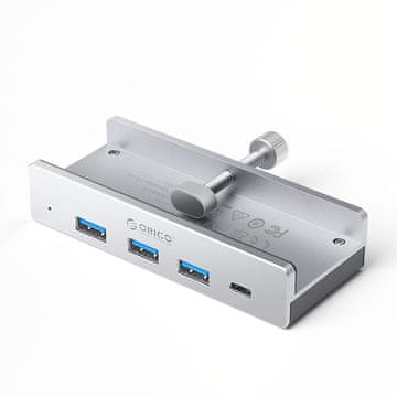 Orico MH4PC USB-C / USB-A USB-C hub s montažom stezaljke - srebrni