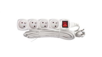 EMOS Produžni kabel s prekidačem, 4 utičnice, 5 m, H05VV-F 3G1, bijeli, P1415
