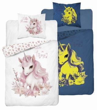 Detexpol Svjetleća posteljina u mraku 140x200 Jednorog s cvijećem Unicorn