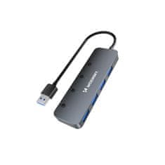 WOZINSKY 4x USB-A hub razdjelnik s aluminijskim prekidačima - sivi