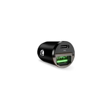 Puro USB-C USB-A PD auto punjač - crni