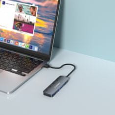 WOZINSKY 4x USB-A hub razdjelnik s aluminijskim prekidačima - sivi