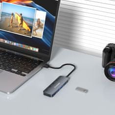 WOZINSKY 4x USB-A hub razdjelnik s aluminijskim prekidačima - sivi