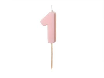 PartyDeco Svijeća za rođendan broj 1, ružičasta, 5,5 cm