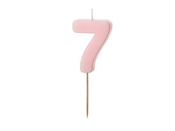 PartyDeco Rođendanska svijeća broj 7, ružičasta, 5,5 cm
