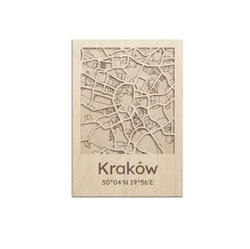 DE Drvena slika KARTA GRADA Plan grada Krakova