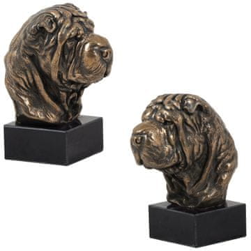 Šar pei - statua psa, poprsje na kamenom postolju, skulptura, trofej za izložbu pasa tvrtke